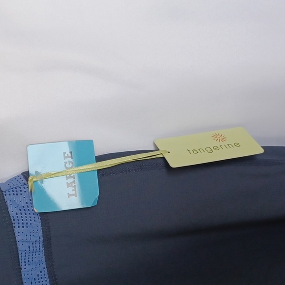 Tangerine Womens Capri Leggings Pants Gray Blue Color Block Stretch Mesh L - Picture 2 of 8